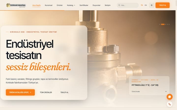 Cerkar Makina kurumsal sitesi